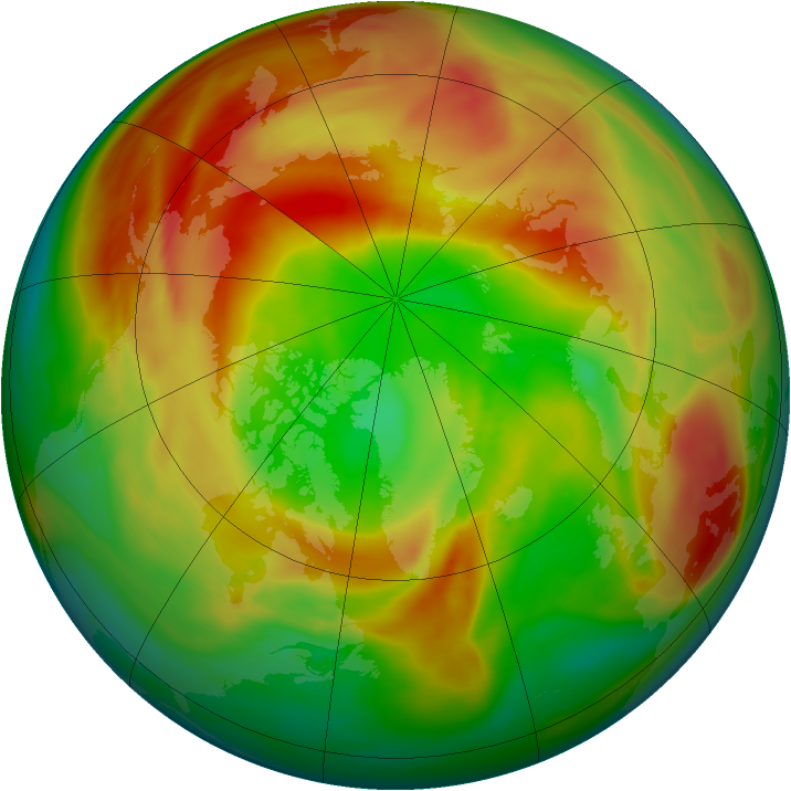 Arctic ozone map for 22 March 2007